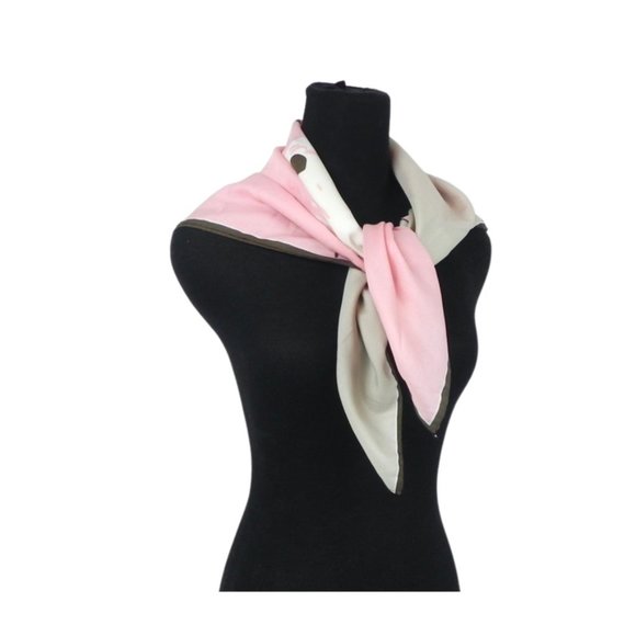 Vintage Silk Pink & Brown Scarf - Picture 8 of 9